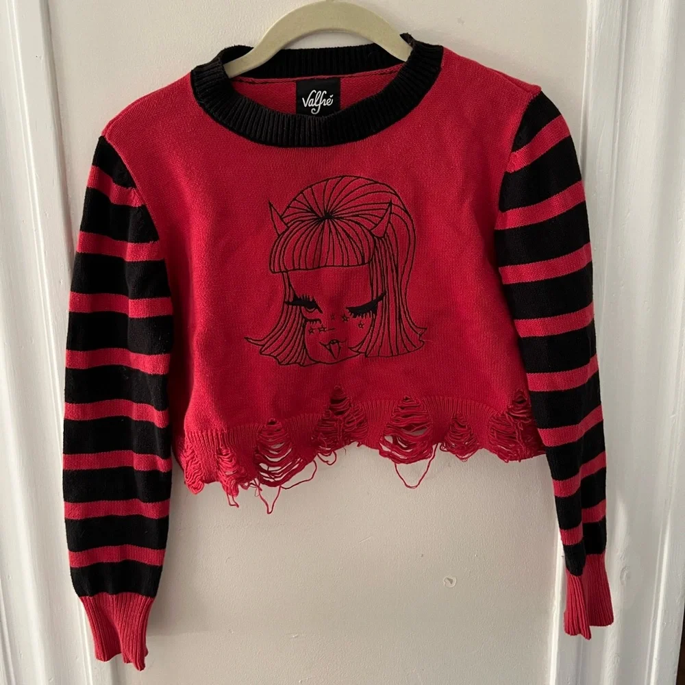 Valfré Lucy Devilish Knit Distressed Cropped Sweater - Picture 2 of 4